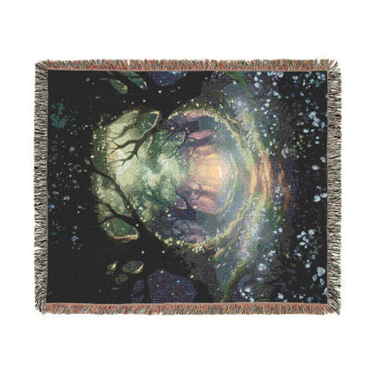 Mystic Forest Portal Woven Blanket — Ethereal Galaxy Throw for Cozy Home Decor
