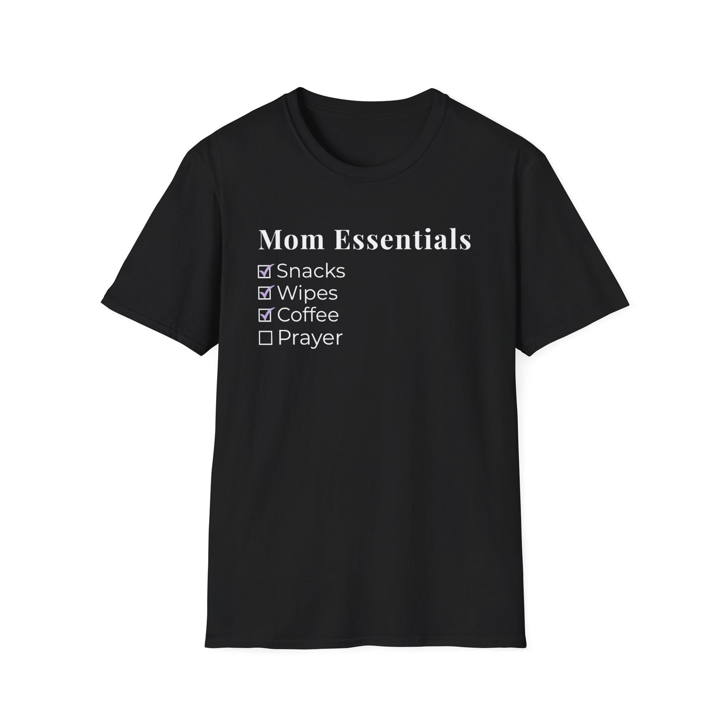 Mom Essentials T-Shirt – Funny Mom Life Checklist Tee