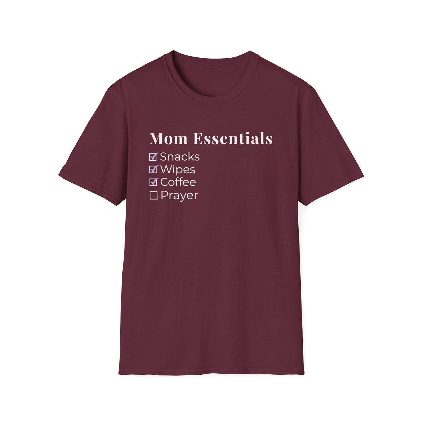 Mom Essentials T-Shirt – Funny Mom Life Checklist Tee