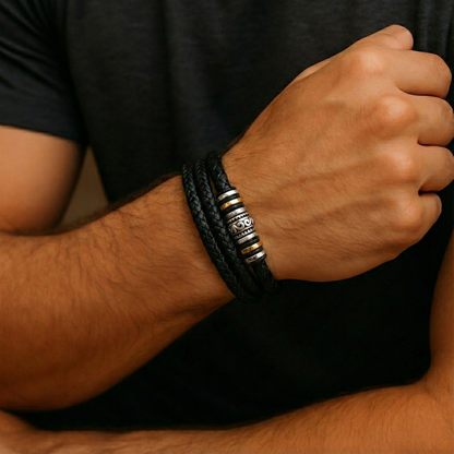 Braided Leather “Love You Forever” Bracelet for Son