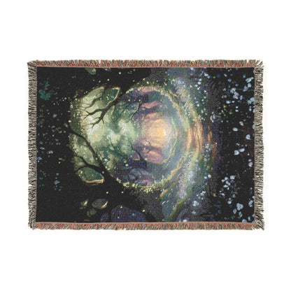 Mystic Forest Portal Woven Blanket — Ethereal Galaxy Throw for Cozy Home Decor