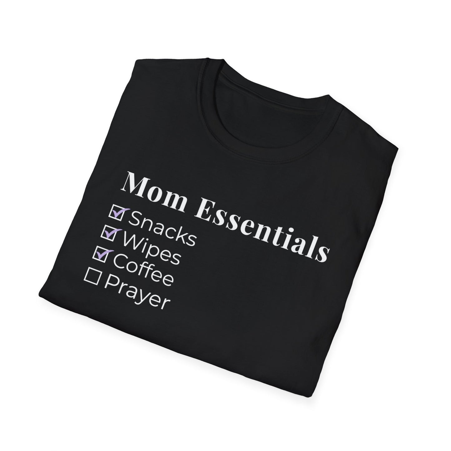 Mom Essentials T-Shirt – Funny Mom Life Checklist Tee
