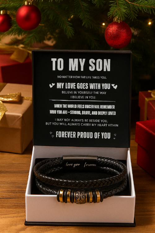 Gift for Son – “Love You Forever” Braided Leather Bracelet | Meaningful Gift from Family